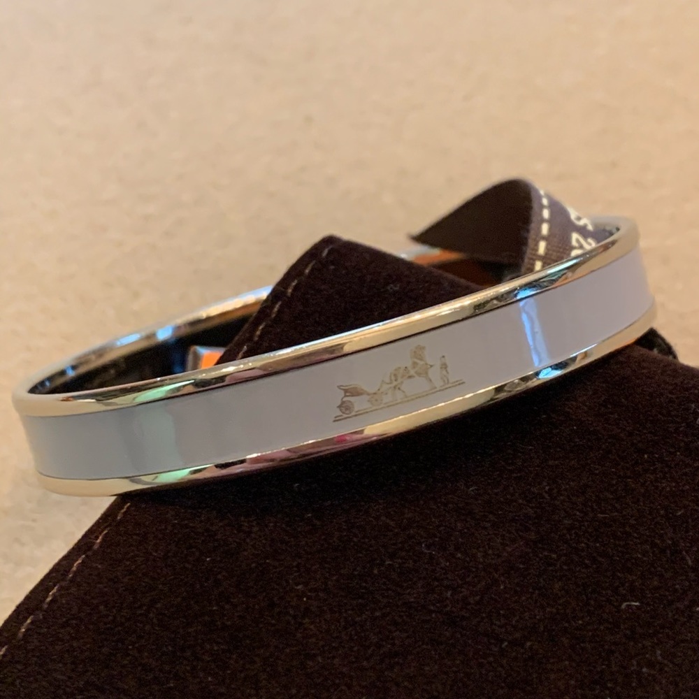 Authentic Hermès Enamel Bangle Palladium 70 Box